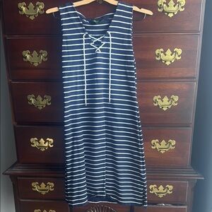 Navy and White Striped Sleeveless Dress
